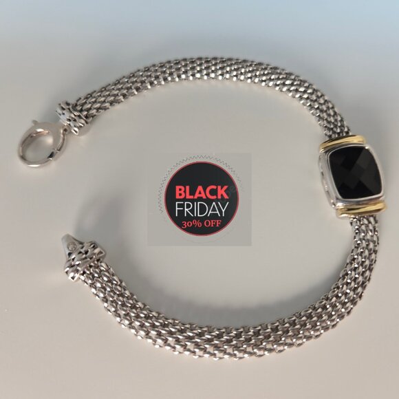 Brand new bracelet featuring smooth Onyx, 18k yellow gold - Picture 2 of 7